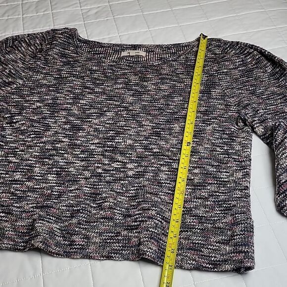 Madewell Pink Blue Black White Mottled Cropped Knit Multicolor Sweater M (A0023) - Picture 6 of 10